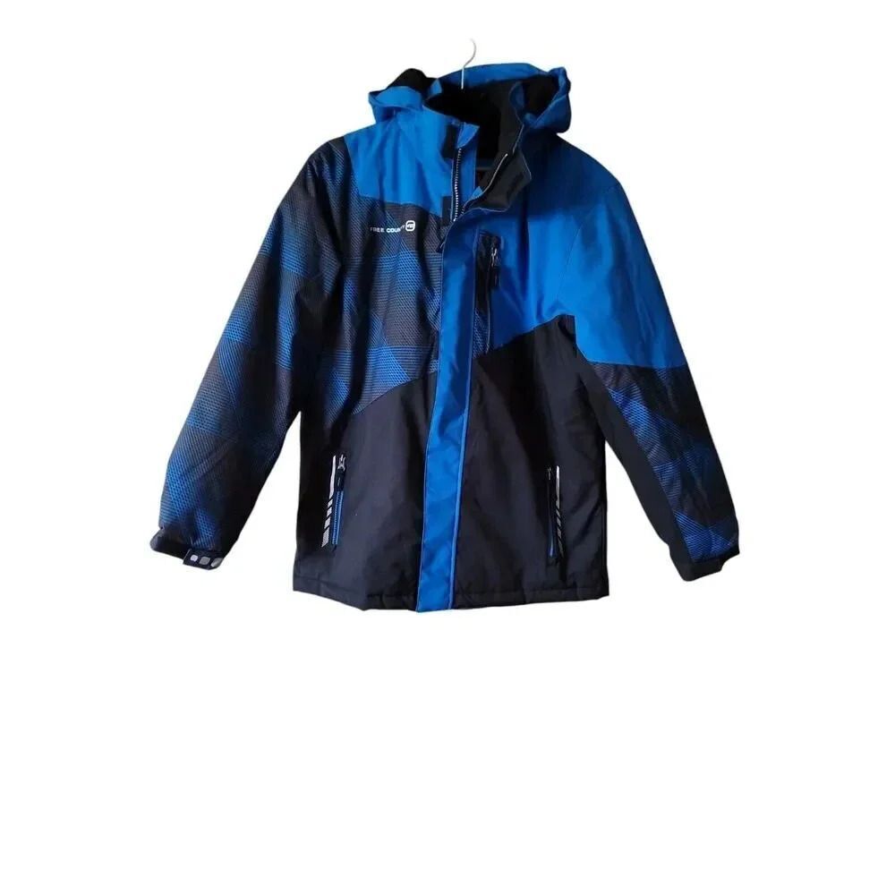 Free Country Boy's Boarder Hooded Jacket Electric Blue/Black Size 14/16